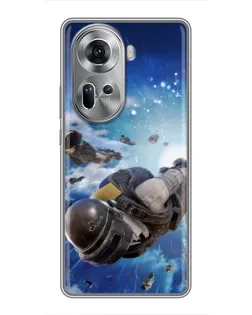 Чехол для OPPO Reno 11 5G с картинкой «Десант PUBG — прыжок»