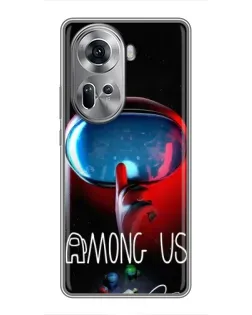 Чехол для OPPO Reno 11 5G с картинкой «Красный импостер — макро»