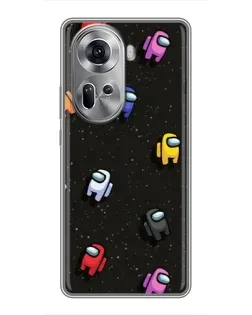 Чехол для OPPO Reno 11 5G с картинкой «Космический паттерн Among Us»