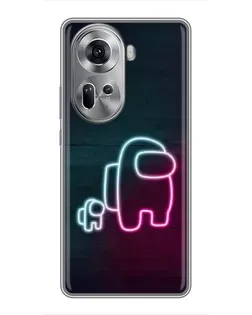 Чехол для OPPO Reno 11 5G с картинкой «Among Us неон-арт»
