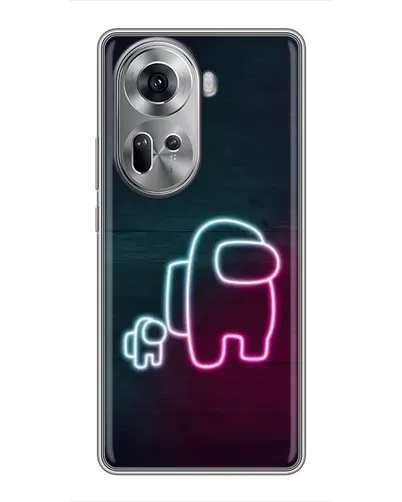 Чехол для OPPO Reno 11 5G с картинкой «Among Us неон-арт»
