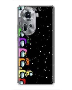 Чехол для OPPO Reno 11 5G с картинкой «Команда Among Us»