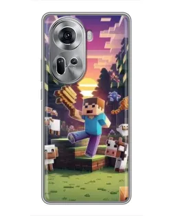Чехол для OPPO Reno 11 5G с картинкой «Стив на ферме»