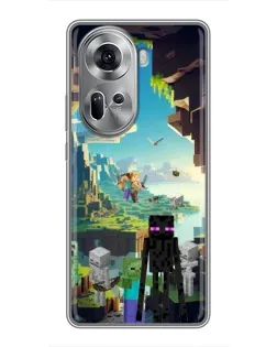 Чехол для OPPO Reno 11 5G с картинкой «Эндермен в лесу»