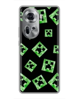 Чехол для OPPO Reno 11 5G с картинкой «Паттерн с криперами»