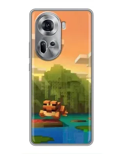 Чехол для OPPO Reno 11 5G с картинкой «Майнкрафт закат солнца»