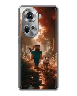 Чехол для OPPO Reno 11 5G с картинкой «Стив в лесу»
