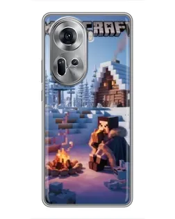 Чехол для OPPO Reno 11 5G с картинкой «Зимний Minecraft»