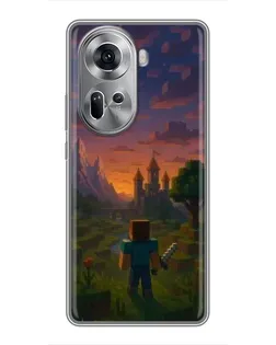 Чехол для OPPO Reno 11 5G с картинкой «Стив у башни»