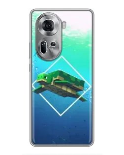 Чехол для OPPO Reno 11 5G с картинкой «Черепаха Minecraft»