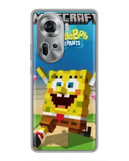 Чехол для OPPO Reno 11 5G с картинкой «Губка Боб Minecraft»