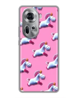Чехол для OPPO Reno 11 5G с картинкой «Единороги на розовом»