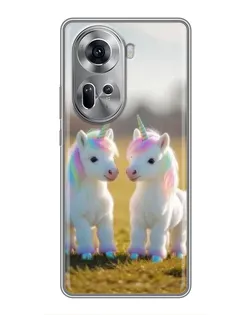 Чехол для OPPO Reno 11 5G с картинкой «Пара единорогов»