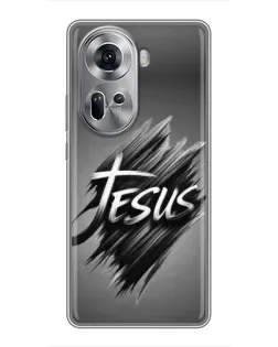 Чехол для OPPO Reno 11 5G с картинкой «Надпись Jesus Graffiti»