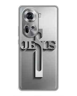 Чехол для OPPO Reno 11 5G с картинкой «Металлический крест Jesus»