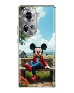 Чехол для OPPO Reno 11 5G с картинкой «Микки на скамейке»