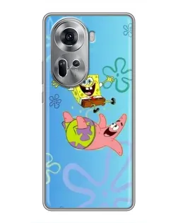 Чехол для OPPO Reno 11 5G с картинкой «Спанч Боб и Патрик»