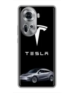 Чехол для OPPO Reno 11 5G с картинкой «Tesla Model Y»