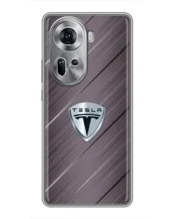 Чехол для OPPO Reno 11 5G с картинкой «Металлическая текстура Tesla»