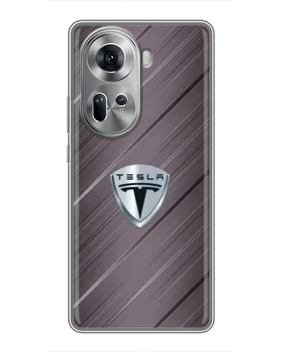 Чехол для OPPO Reno 11 5G с картинкой «Металлическая текстура Tesla»