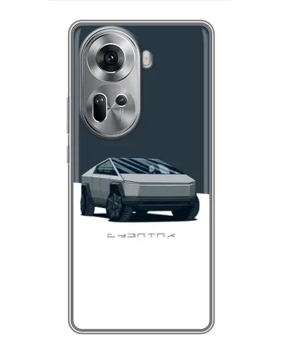 Чехол для OPPO Reno 11 5G с картинкой «Серебристый Cybertruck Tesla»