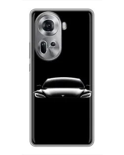 Чехол для OPPO Reno 11 5G с картинкой «Фары Tesla Night»
