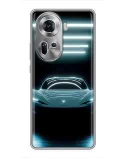 Чехол для OPPO Reno 11 5G с картинкой «Tesla в неоне»