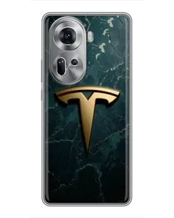 Чехол для OPPO Reno 11 5G с картинкой «Мраморная Tesla Gold»