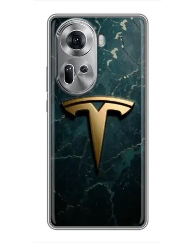 Чехол для OPPO Reno 11 5G с картинкой «Мраморная Tesla Gold»