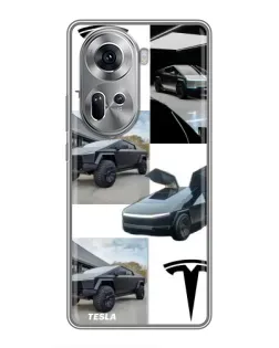 Чехол для OPPO Reno 11 5G с картинкой «Коллаж Cybertruck Tesla»