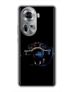Чехол для OPPO Reno 11 5G с картинкой «Салон Audi — руль»