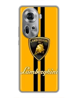 Чехол для OPPO Reno 11 5G с картинкой «Lamborghini Stripe желтый»