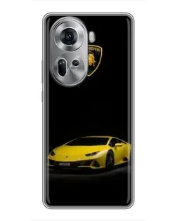 Чехол для OPPO Reno 11 5G с картинкой «Lamborghini желтый акцент»