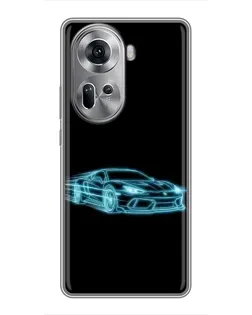 Чехол для OPPO Reno 11 5G с картинкой «Неоновый контур Lamborghini»