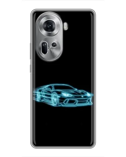 Чехол для OPPO Reno 11 5G с картинкой «Неоновый контур Lamborghini»