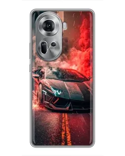 Чехол для OPPO Reno 11 5G с картинкой «Lamborghini красный дым»