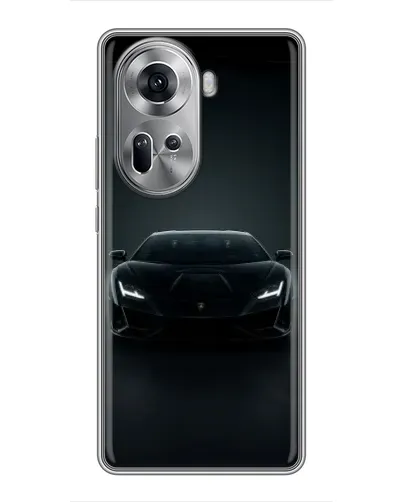 Чехол для OPPO Reno 11 5G с картинкой «Черный Lamborghini Aventador»