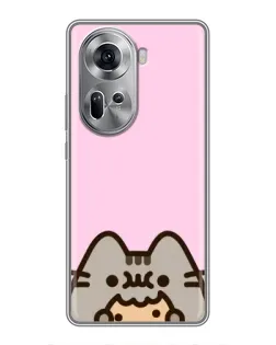 Чехол для OPPO Reno 11 5G с картинкой «Pusheen и печенье»