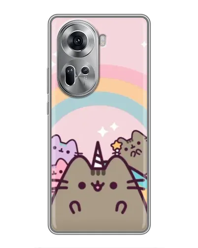 Чехол для OPPO Reno 11 5G с картинкой «Единорог Pusheen» Чехол для OPPO Reno 11 5G с картинкой «Единорог Pusheen»