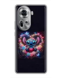 Чохол для OPPO Reno 11 5G з картинкою «Stitch у квітах»