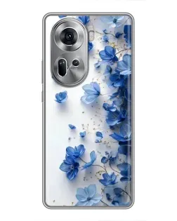 Чехол для OPPO Reno 11 5G с картинкой «Голубой цветочный каскад»