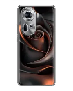 Чехол для OPPO Reno 11 5G с картинкой «Шелковая черная роза»