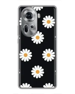 Чехол для OPPO Reno 11 5G с картинкой «Ромашки на черном»