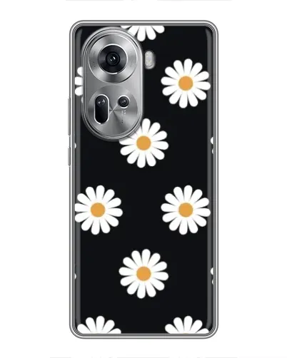 Чехол для OPPO Reno 11 5G с картинкой «Ромашки на черном»