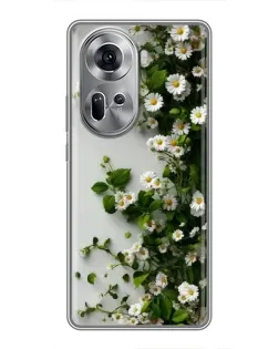 Чехол для OPPO Reno 11 5G с картинкой «Ветка мелких белых цветов»