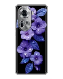 Чехол для OPPO Reno 11 5G с картинкой «Фиолетовые цветы с росою»