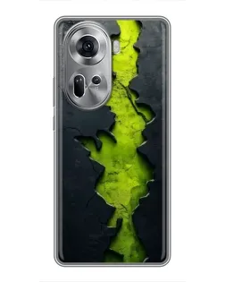 Чехол для OPPO Reno 11 5G с картинкой «Салатовый разлом скалы»