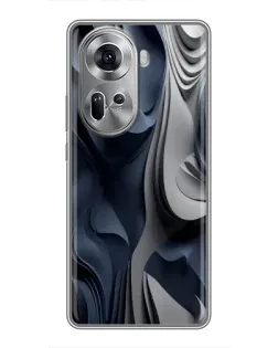 Чехол для OPPO Reno 11 5G с картинкой «Объемные синие складки»