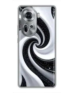 Чехол для OPPO Reno 11 5G с картинкой «Черно-белая спираль»