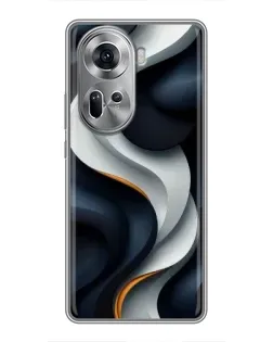 Чехол для OPPO Reno 11 5G с картинкой «Объемные черно-белые ленты»